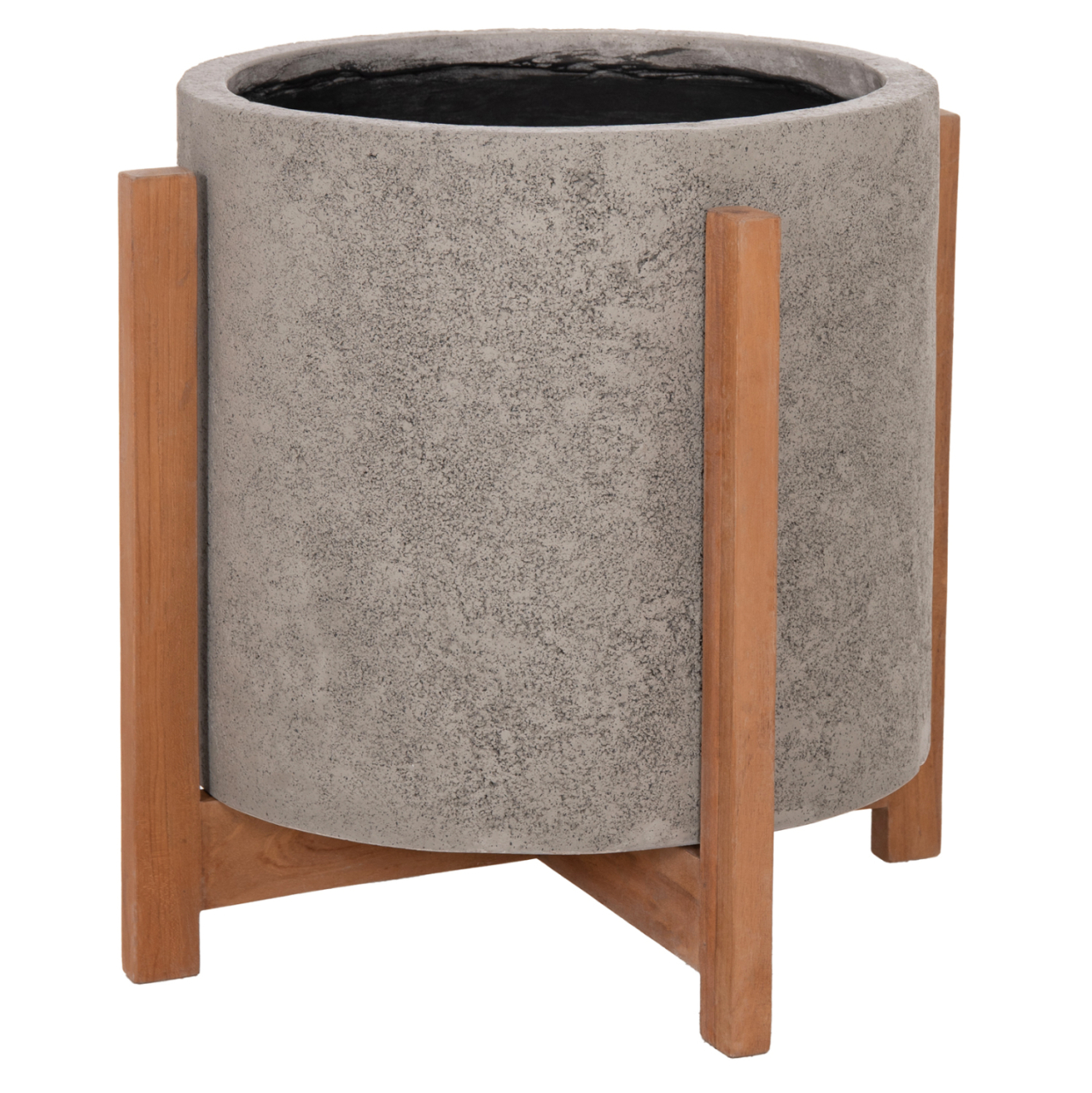 INDOOR POT HOFF HM4682.03M FIBER CEMENT IN GREY--TEAK BASE Φ40x39Hcm [9]
