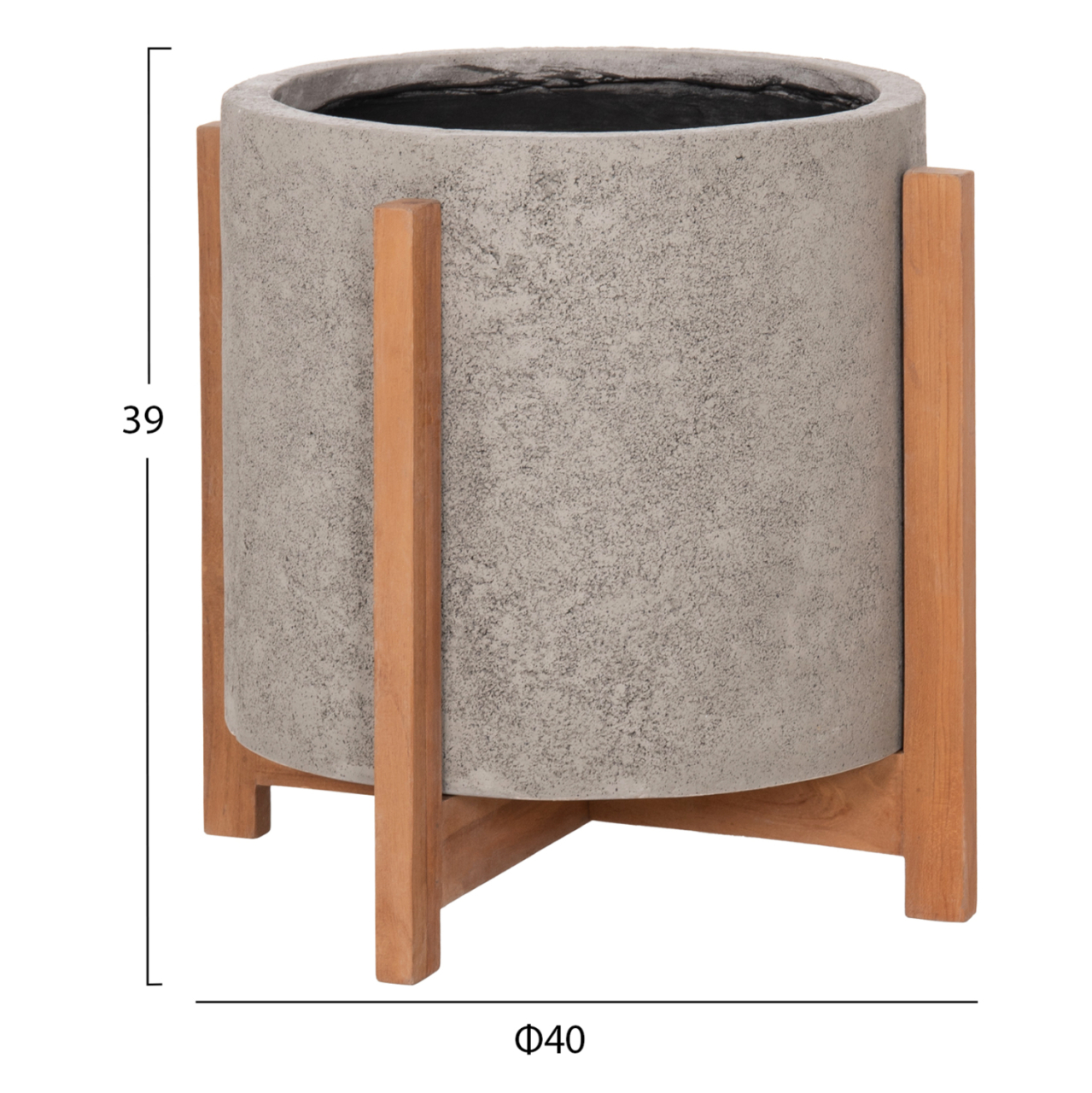 INDOOR POT HOFF HM4682.03M FIBER CEMENT IN GREY--TEAK BASE Φ40x39Hcm [2]