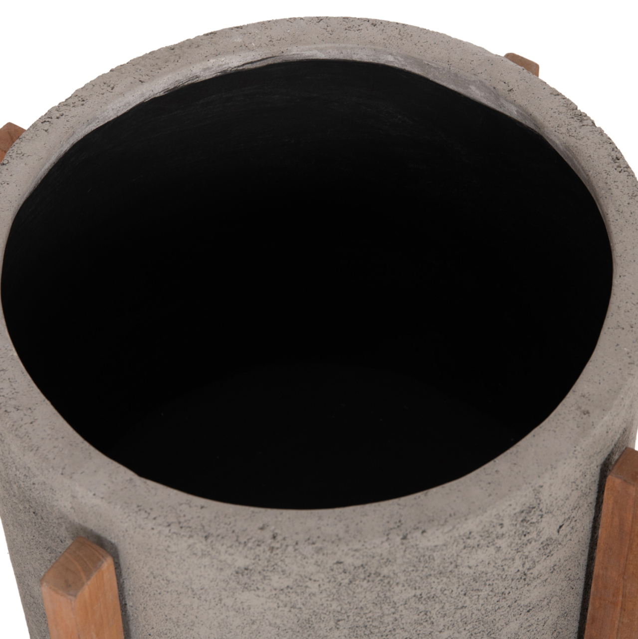 INDOOR POT HOFF HM4682.03M FIBER CEMENT IN GREY--TEAK BASE Φ40x39Hcm [10]