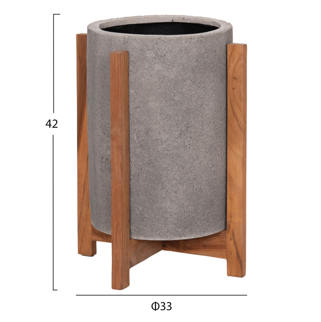 INDOOR POT HOFF HM4682.03S FIBER CEMENT IN GREY--TEAK BASE Φ33x42Hcm [2]