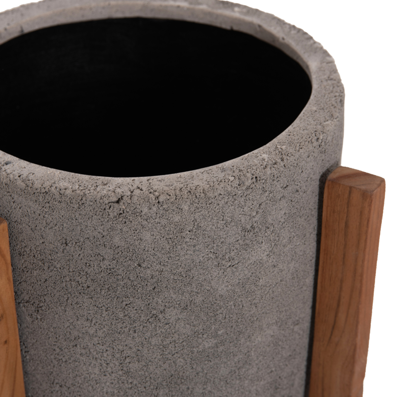 INDOOR POT HOFF HM4682.03S FIBER CEMENT IN GREY--TEAK BASE Φ33x42Hcm [8]