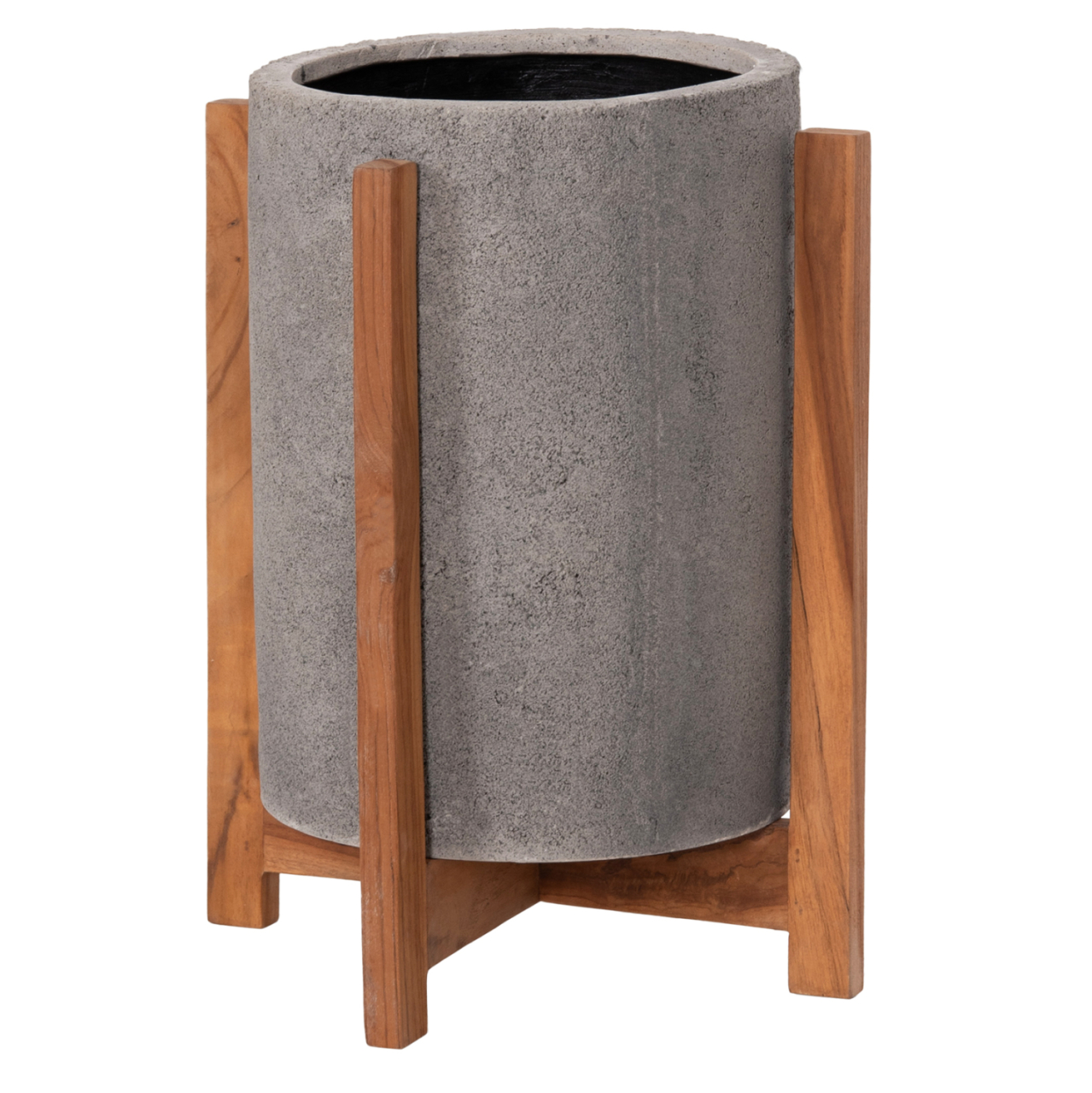 INDOOR POT HOFF HM4682.03S FIBER CEMENT IN GREY--TEAK BASE Φ33x42Hcm [7]