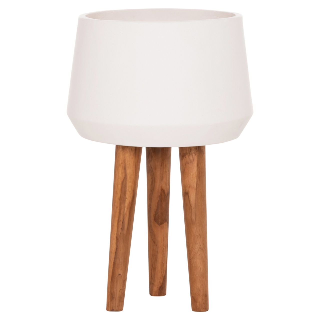 INDOOR POT QUAN HM4680.02L FIBER CEMENT IN WHITE--TEAK BASE Φ40x85Hcm [3]