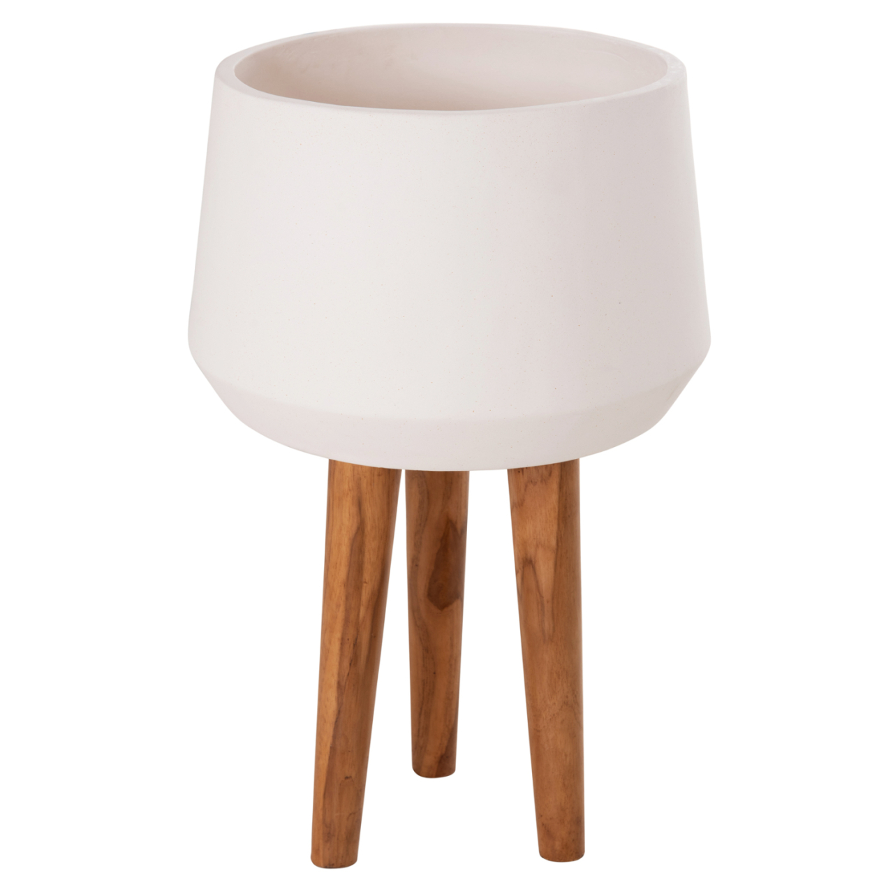 INDOOR POT QUAN HM4680.02L FIBER CEMENT IN WHITE--TEAK BASE Φ40x85Hcm [6]