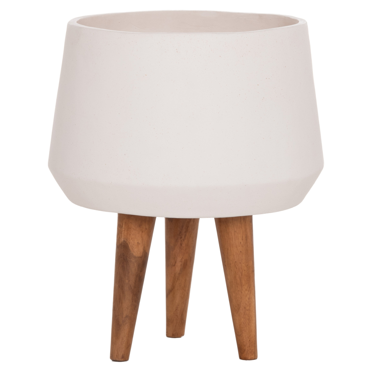 INDOOR POT QUAN HM4680.02M FIBER CEMENT IN WHITE--TEAK BASE Φ40x65Hcm [3]