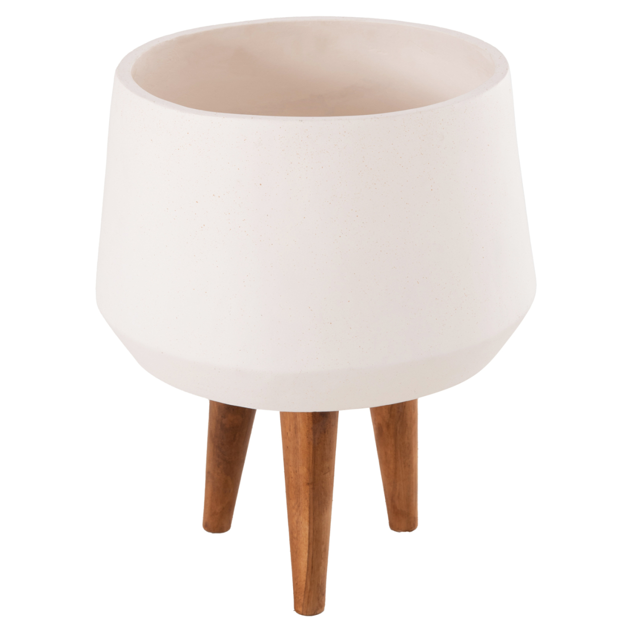 INDOOR POT QUAN HM4680.02M FIBER CEMENT IN WHITE--TEAK BASE Φ40x65Hcm [8]