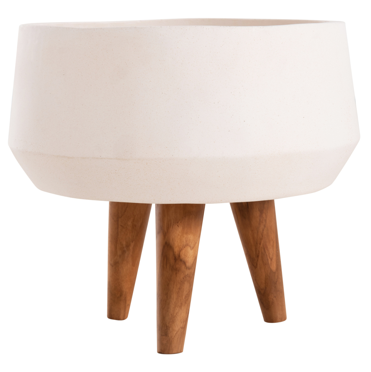 INDOOR POT QUAN HM4680.02S FIBER CEMENT IN WHITE--TEAK BASE Φ37x36Hcm [6]