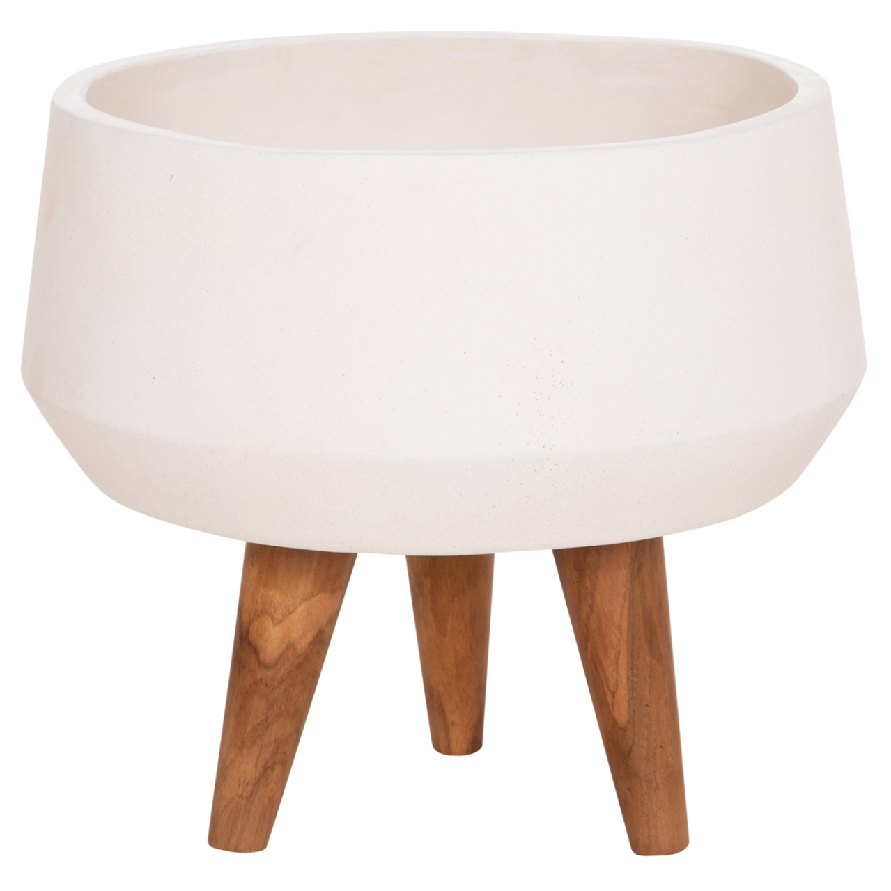 INDOOR POT QUAN HM4680.02S FIBER CEMENT IN WHITE--TEAK BASE Φ37x36Hcm [3]