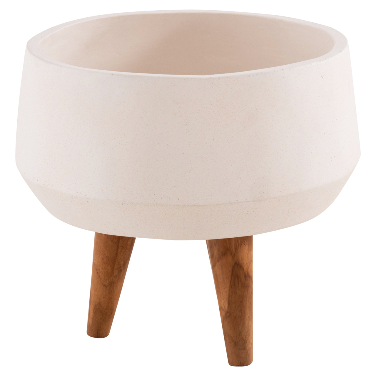 INDOOR POT QUAN HM4680.02S FIBER CEMENT IN WHITE--TEAK BASE Φ37x36Hcm [7]