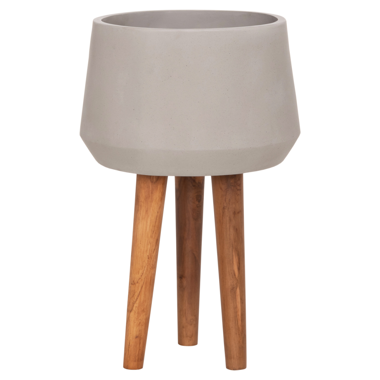 INDOOR POT QUAN HM4680.03L FIBER CEMENT IN GREY--TEAK BASE Φ38x62Hcm [3]