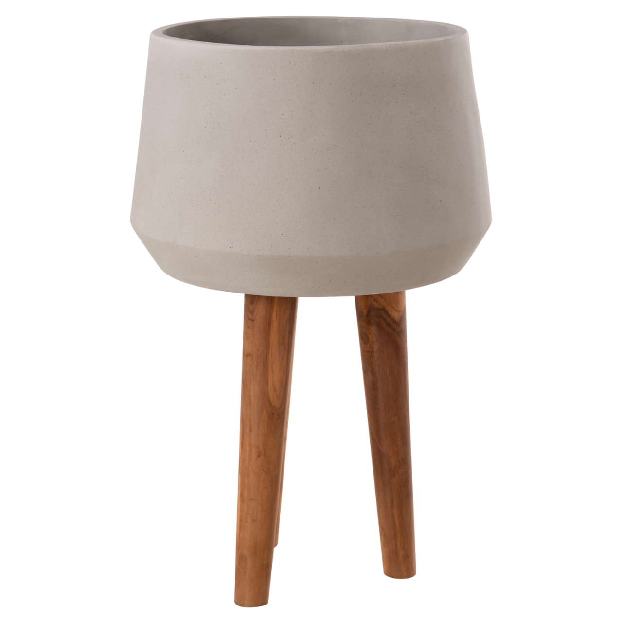INDOOR POT QUAN HM4680.03L FIBER CEMENT IN GREY--TEAK BASE Φ38x62Hcm [4]