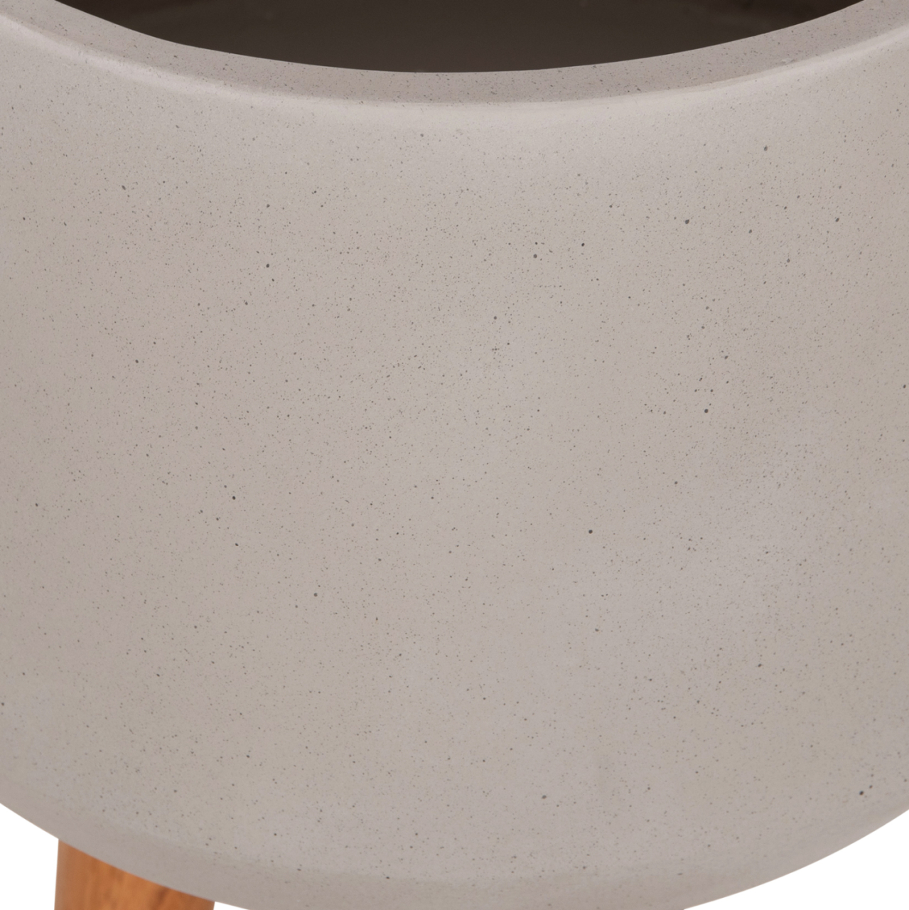 INDOOR POT QUAN HM4680.03L FIBER CEMENT IN GREY--TEAK BASE Φ38x62Hcm [10]