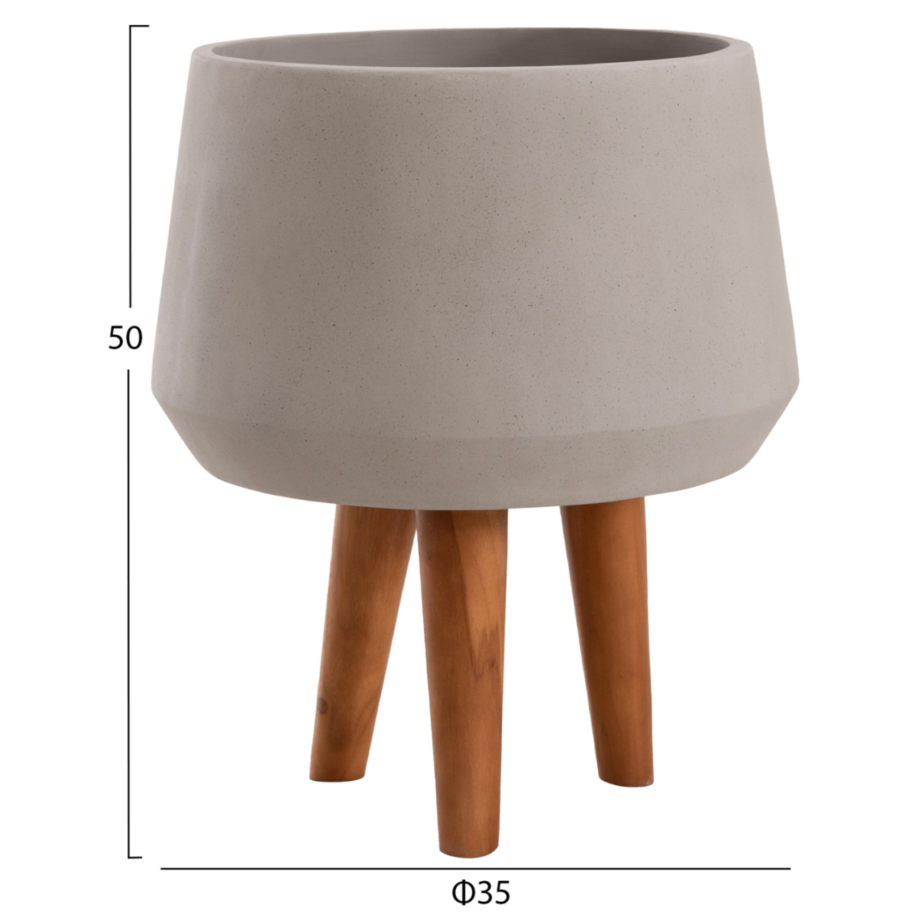INDOOR POT QUAN HM4680.03M FIBER CEMENT IN GREY--TEAK BASE Φ35x50Hcm [2]