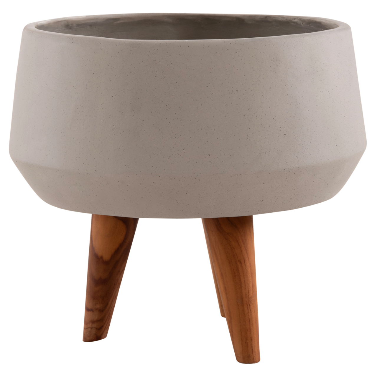 INDOOR POT QUAN HM4680.03S FIBER CEMENT IN GREY--TEAK BASE Φ37x36Hcm [6]