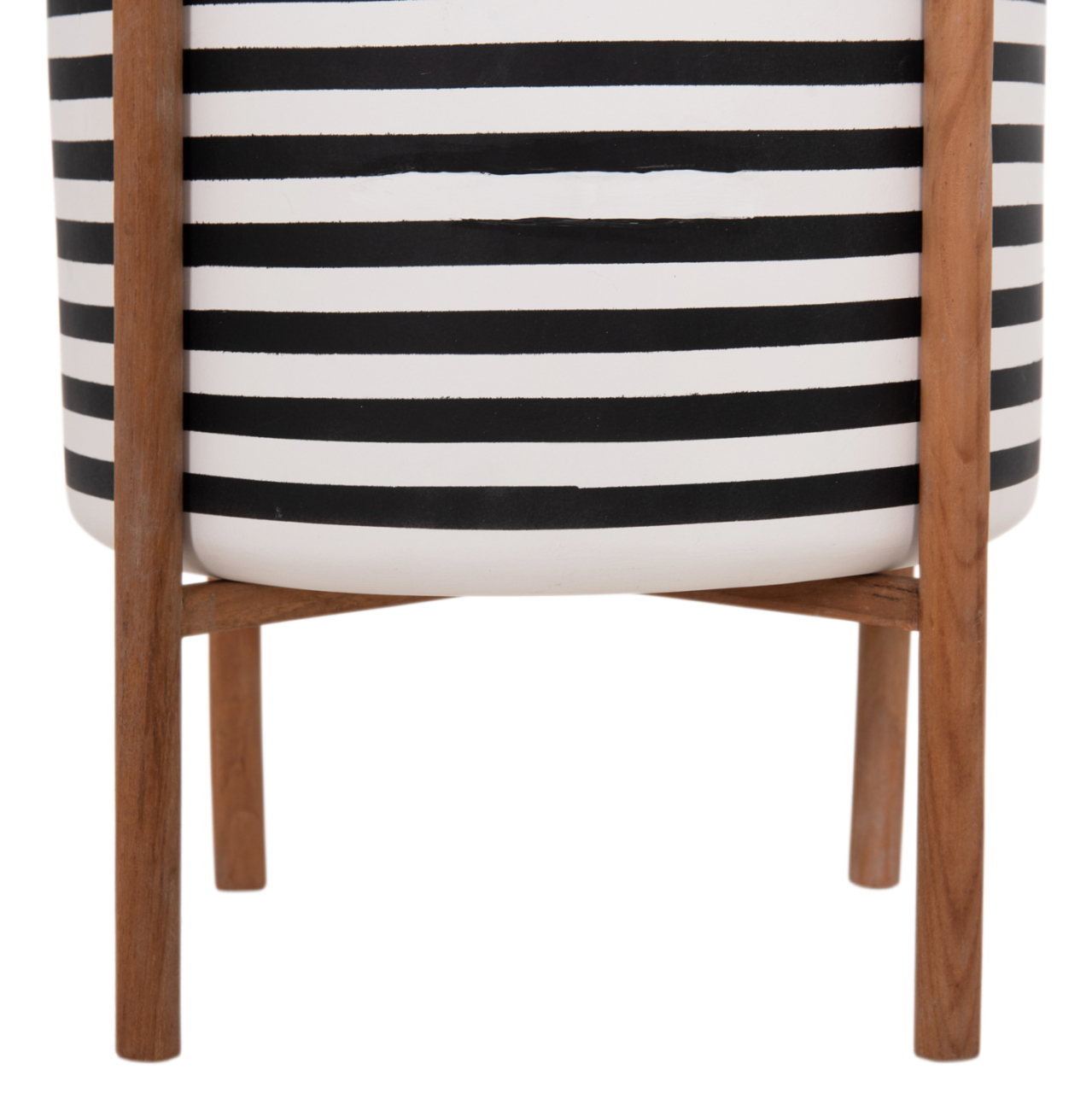 INDOOR POT RENTIL HM4683L FIBER CEMENT IN BLACK/WHITE--TEAK BASE Φ35x45Hcm [5]