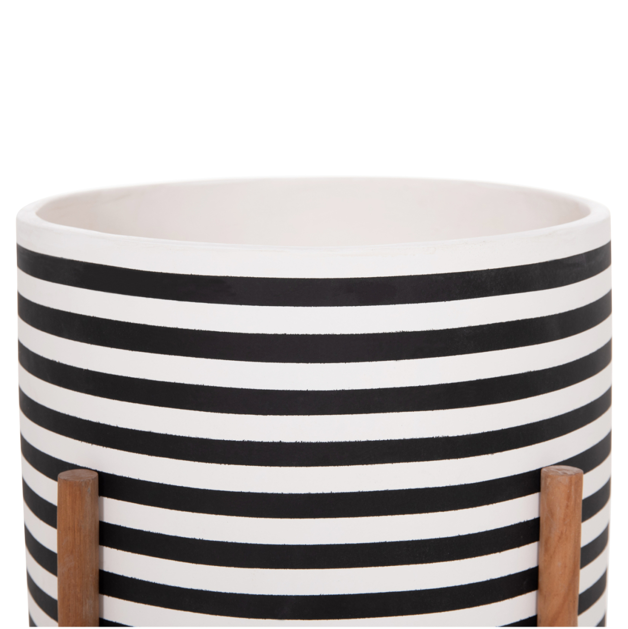 INDOOR POT RENTIL HM4683L FIBER CEMENT IN BLACK/WHITE--TEAK BASE Φ35x45Hcm [4]