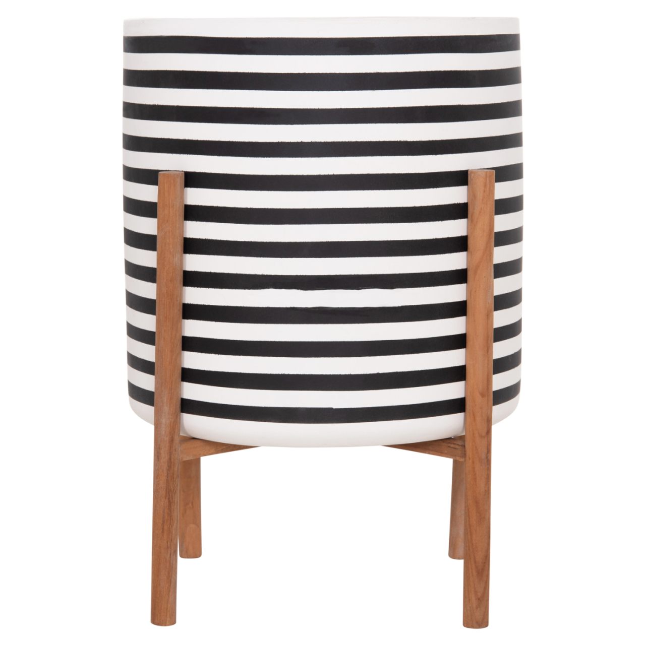 INDOOR POT RENTIL HM4683L FIBER CEMENT IN BLACK/WHITE--TEAK BASE Φ35x45Hcm [3]
