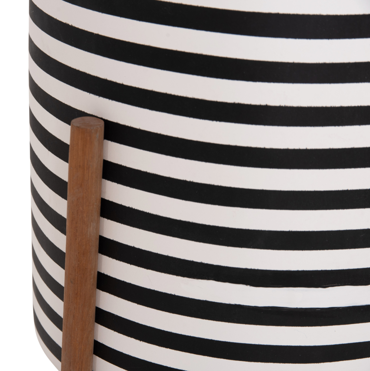 INDOOR POT RENTIL HM4683L FIBER CEMENT IN BLACK/WHITE--TEAK BASE Φ35x45Hcm [9]
