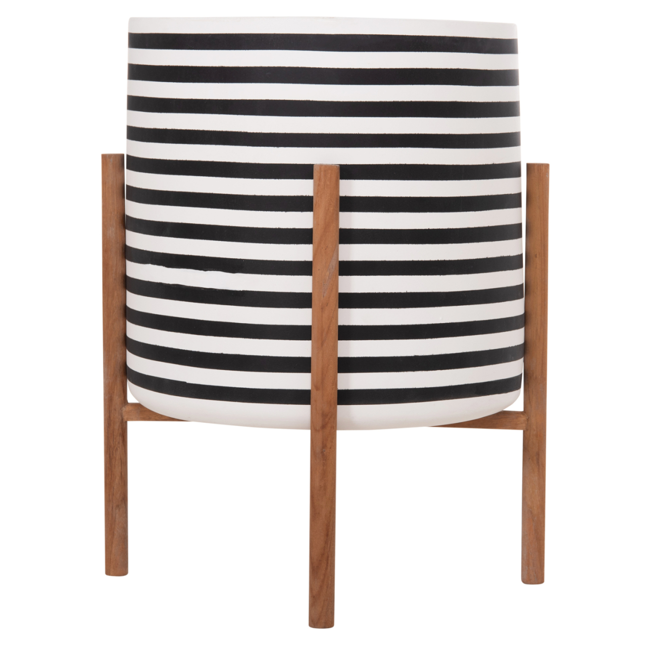 INDOOR POT RENTIL HM4683L FIBER CEMENT IN BLACK/WHITE--TEAK BASE Φ35x45Hcm [6]