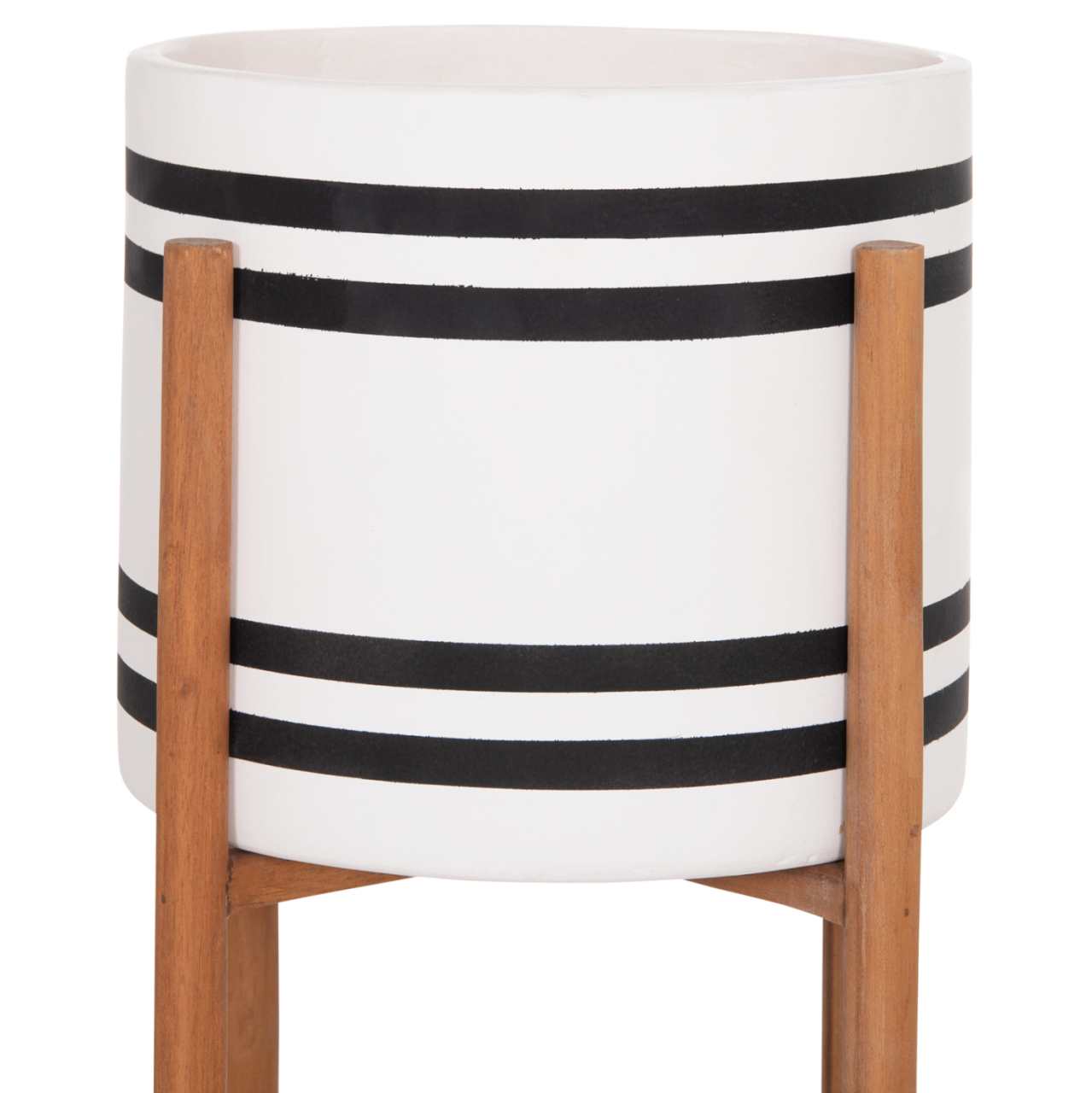INDOOR POT RENTIL HM4683M FIBER CEMENT IN BLACK/WHITE--TEAK BASE Φ27x66Hcm [4]