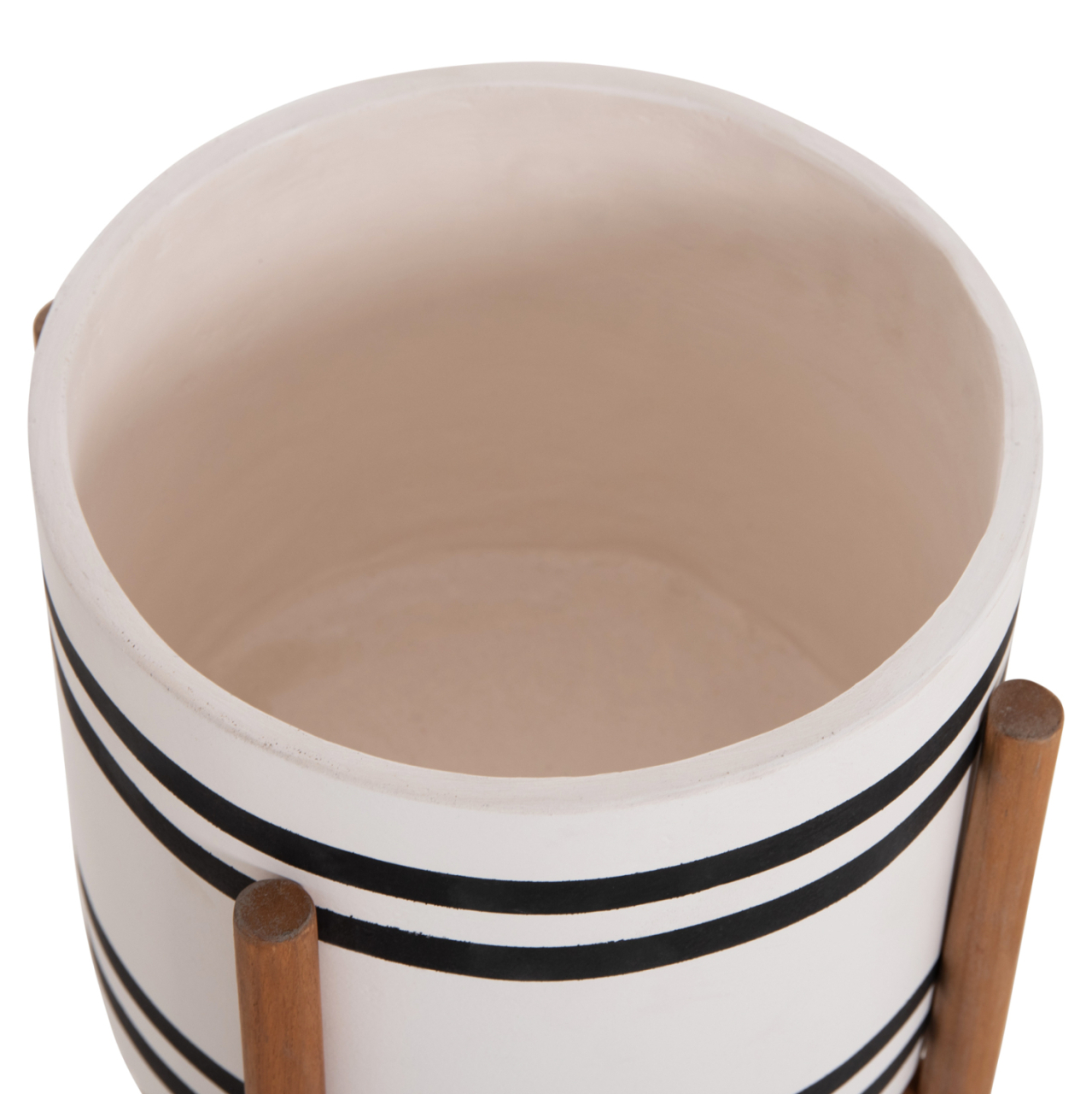 INDOOR POT RENTIL HM4683M FIBER CEMENT IN BLACK/WHITE--TEAK BASE Φ27x66Hcm [10]