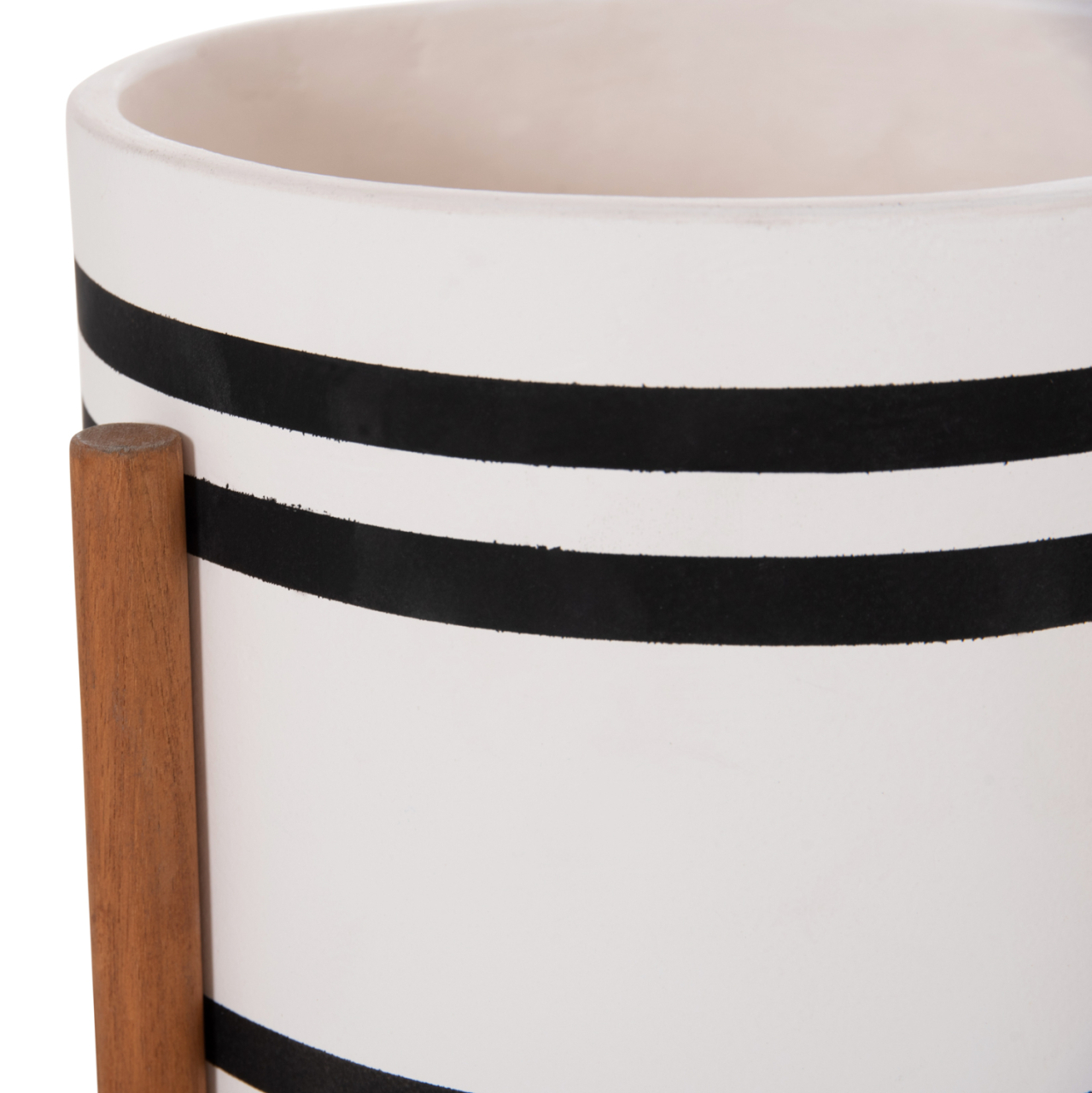 INDOOR POT RENTIL HM4683M FIBER CEMENT IN BLACK/WHITE--TEAK BASE Φ27x66Hcm [9]