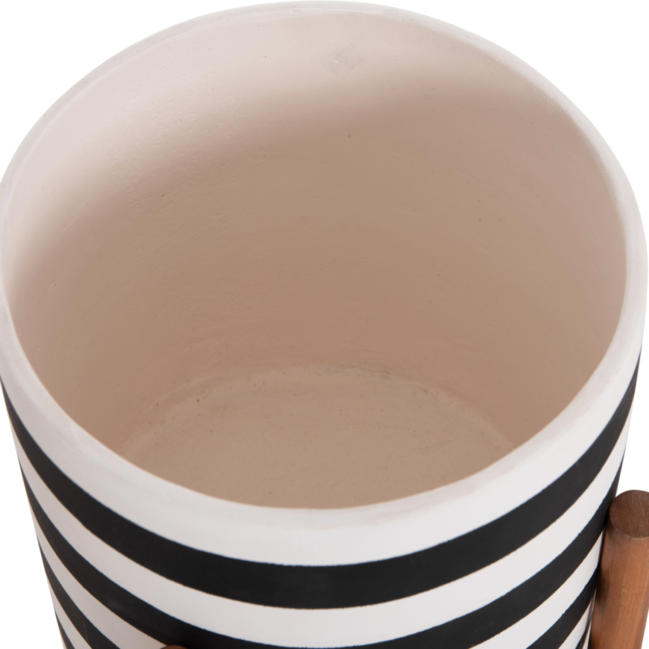 INDOOR POT RENTIL HM4683S FIBER CEMENT IN BLACK/WHITE--TEAK BASE Φ23x60Hcm [9]