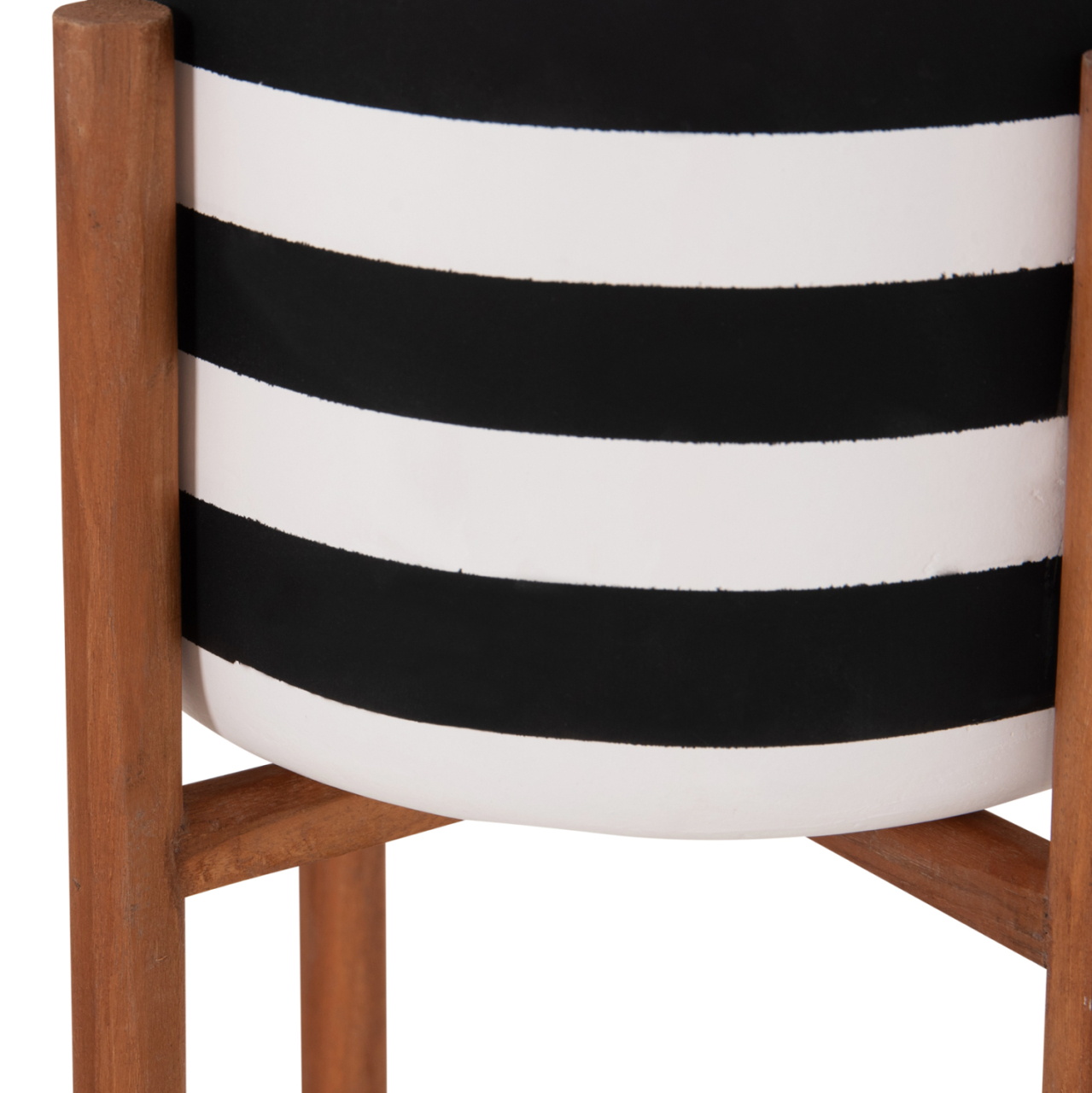 INDOOR POT RENTIL HM4683S FIBER CEMENT IN BLACK/WHITE--TEAK BASE Φ23x60Hcm [8]