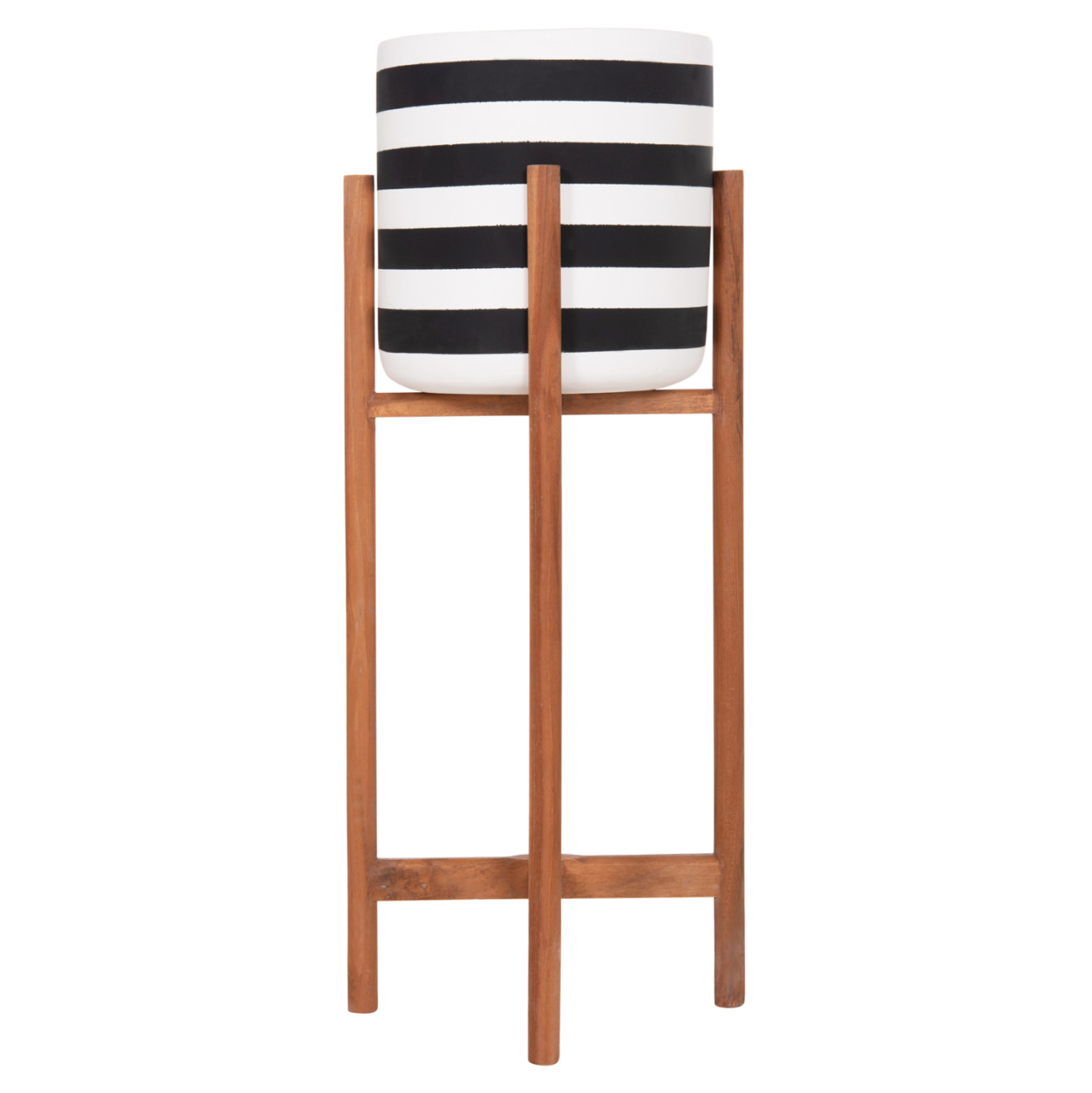 INDOOR POT RENTIL HM4683S FIBER CEMENT IN BLACK/WHITE--TEAK BASE Φ23x60Hcm [6]