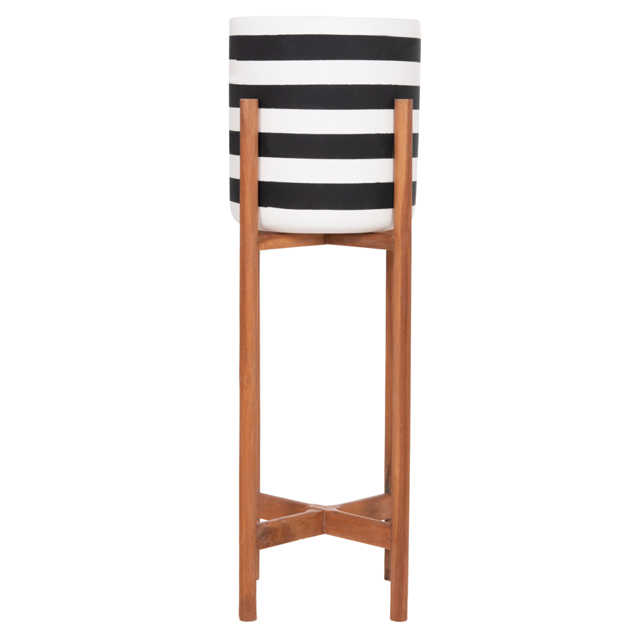 INDOOR POT RENTIL HM4683S FIBER CEMENT IN BLACK/WHITE--TEAK BASE Φ23x60Hcm [3]