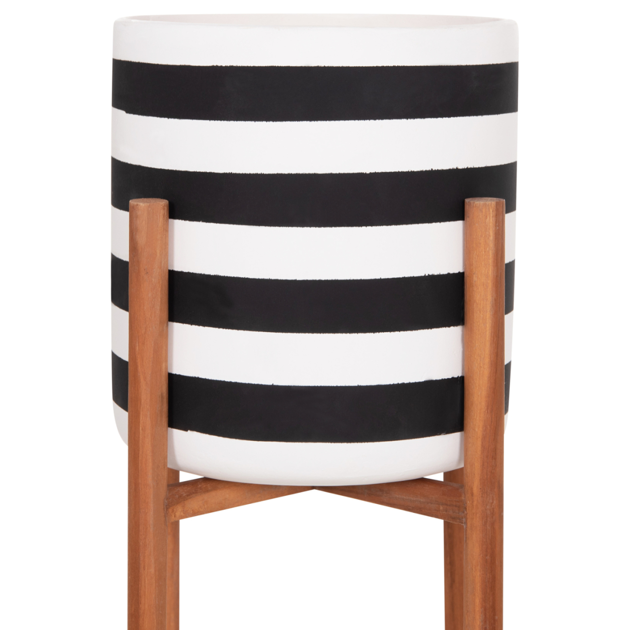 INDOOR POT RENTIL HM4683S FIBER CEMENT IN BLACK/WHITE--TEAK BASE Φ23x60Hcm [4]