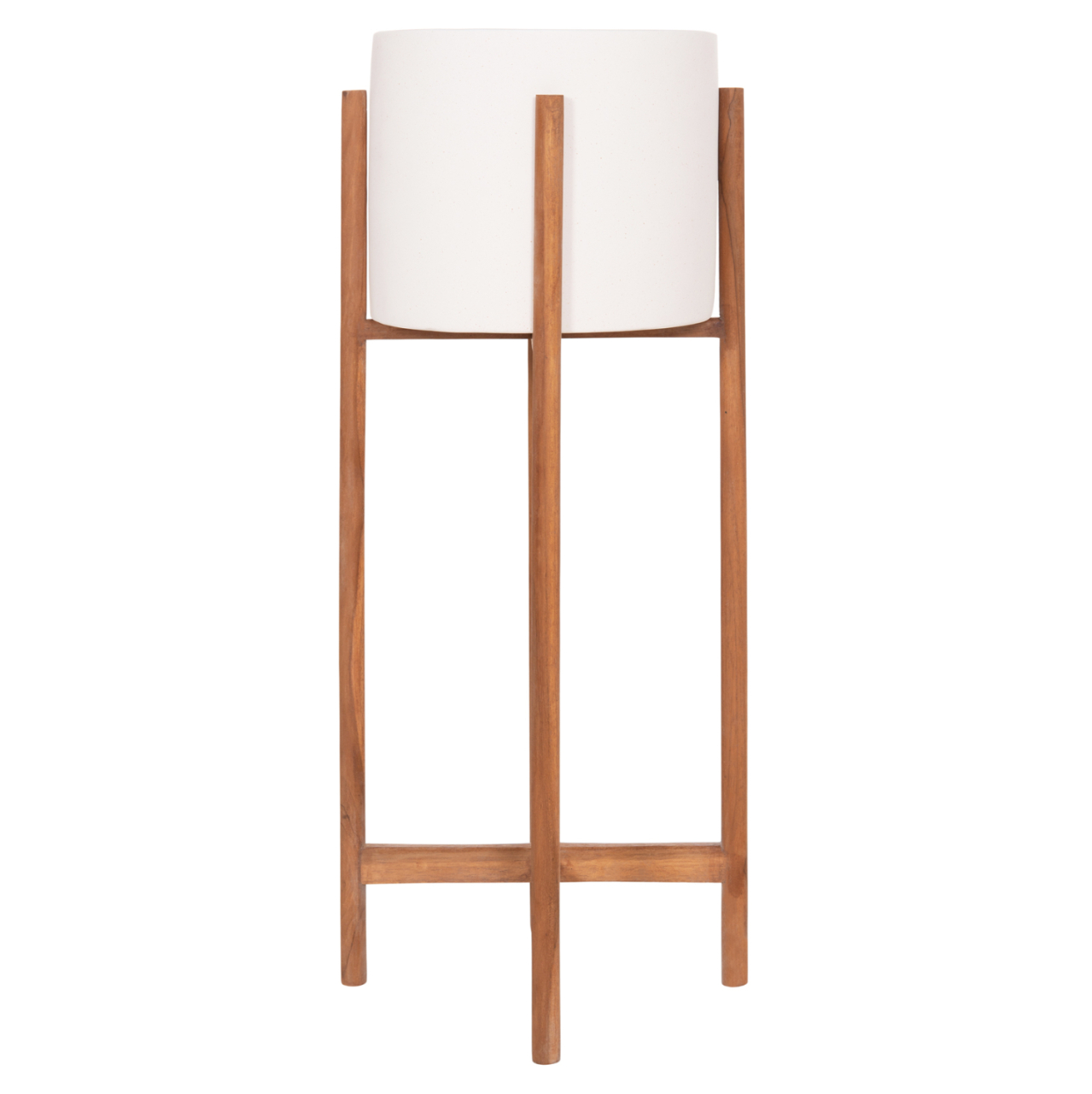 INDOOR POT RENTIL HM4684.02L FIBER CEMENT IN WHITE COLOR--TEAK BASE Φ27x66Hcm [6]