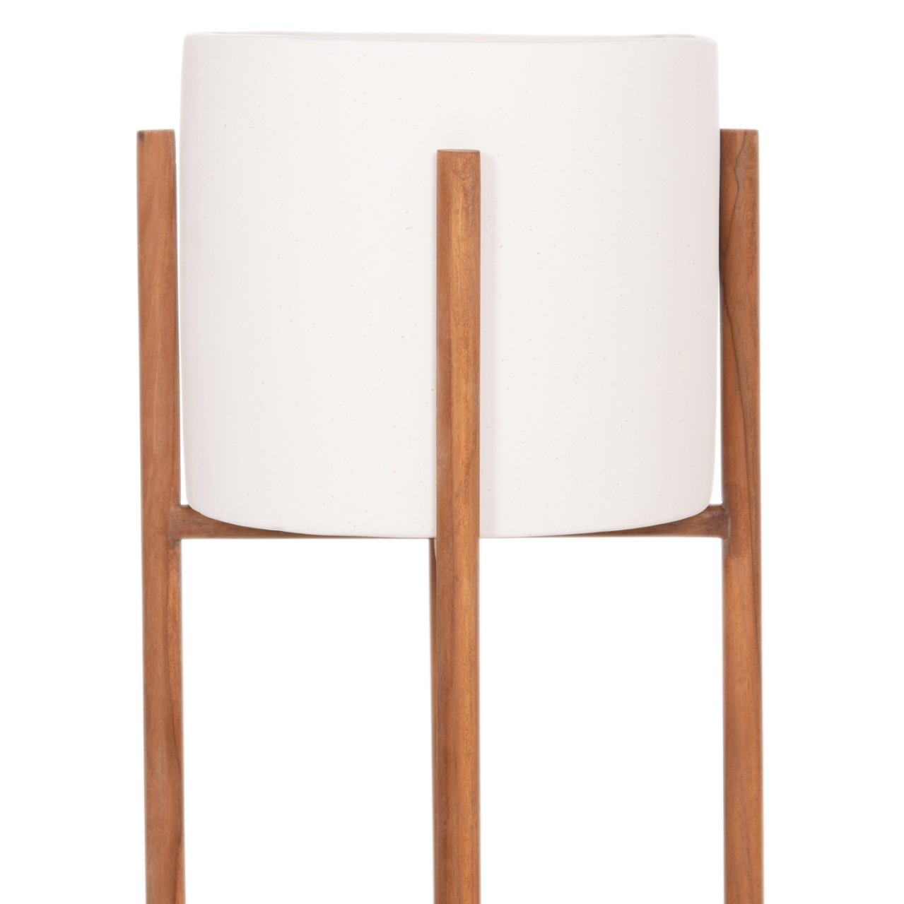 INDOOR POT RENTIL HM4684.02L FIBER CEMENT IN WHITE COLOR--TEAK BASE Φ27x66Hcm [10]
