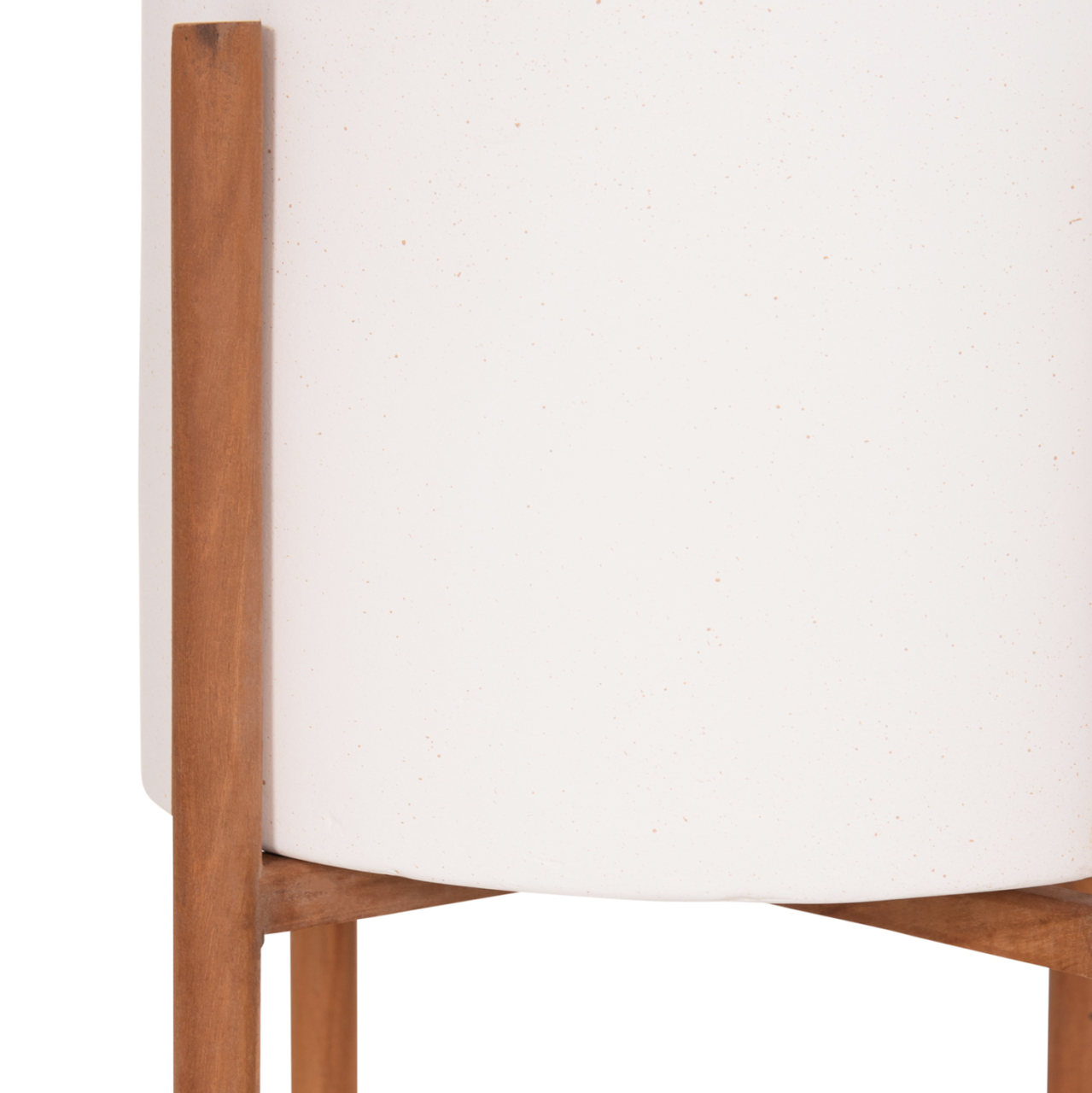 INDOOR POT RENTIL HM4684.02L FIBER CEMENT IN WHITE COLOR--TEAK BASE Φ27x66Hcm [9]