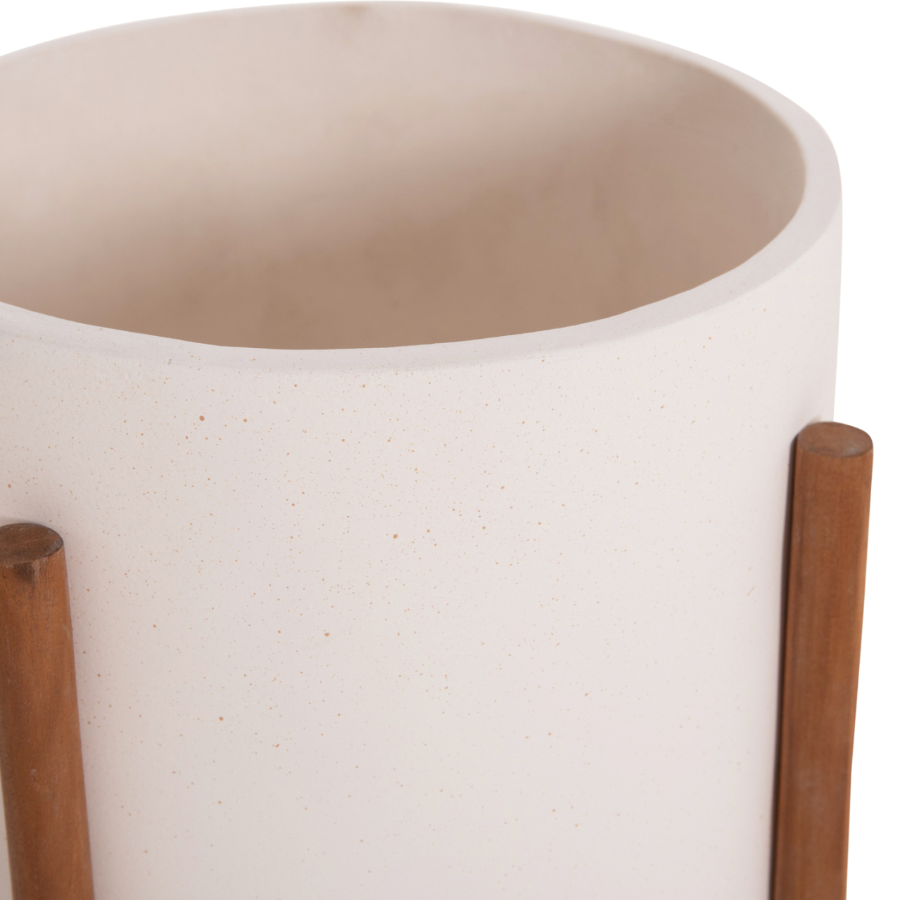 INDOOR POT RENTIL HM4684.02L FIBER CEMENT IN WHITE COLOR--TEAK BASE Φ27x66Hcm [8]