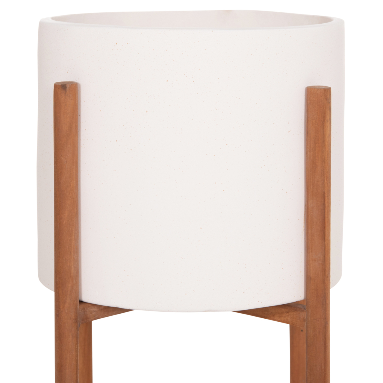 INDOOR POT RENTIL HM4684.02L FIBER CEMENT IN WHITE COLOR--TEAK BASE Φ27x66Hcm [4]