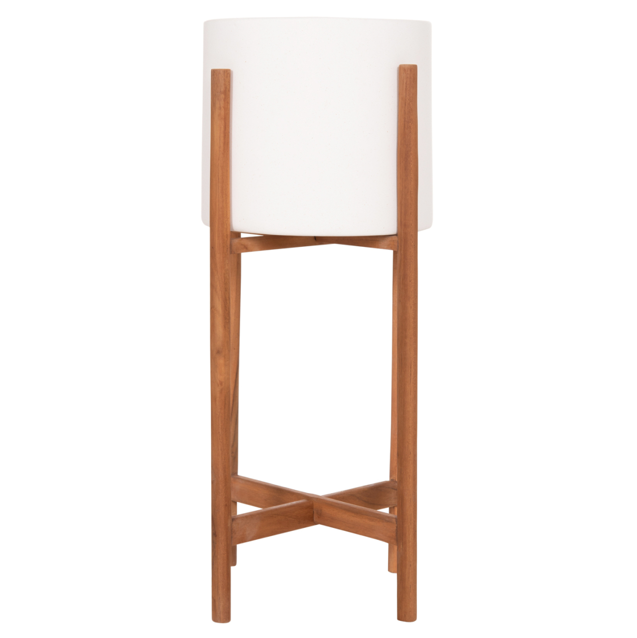 INDOOR POT RENTIL HM4684.02S FIBER CEMENT IN WHITE COLOR--TEAK BASE Φ27x56Hcm [3]