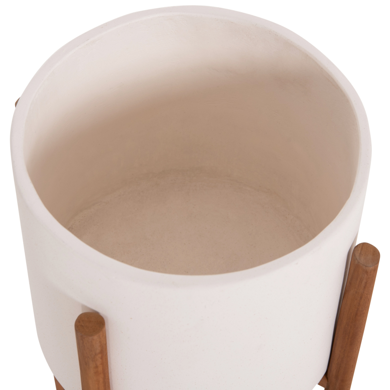 INDOOR POT RENTIL HM4684.02S FIBER CEMENT IN WHITE COLOR--TEAK BASE Φ27x56Hcm [9]