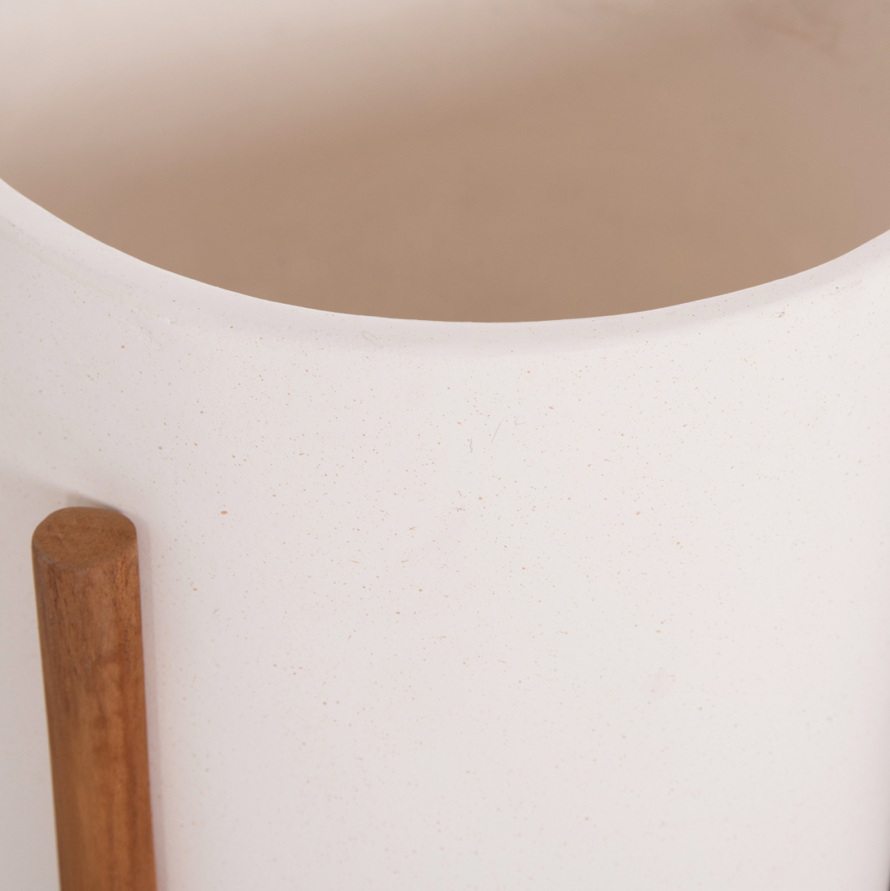 INDOOR POT RENTIL HM4684.02S FIBER CEMENT IN WHITE COLOR--TEAK BASE Φ27x56Hcm [7]