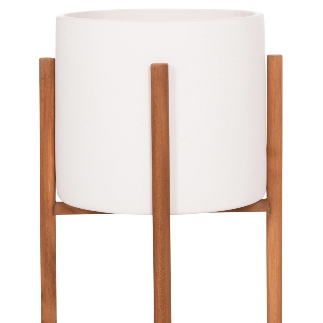 INDOOR POT RENTIL HM4684.02S FIBER CEMENT IN WHITE COLOR--TEAK BASE Φ27x56Hcm [10]