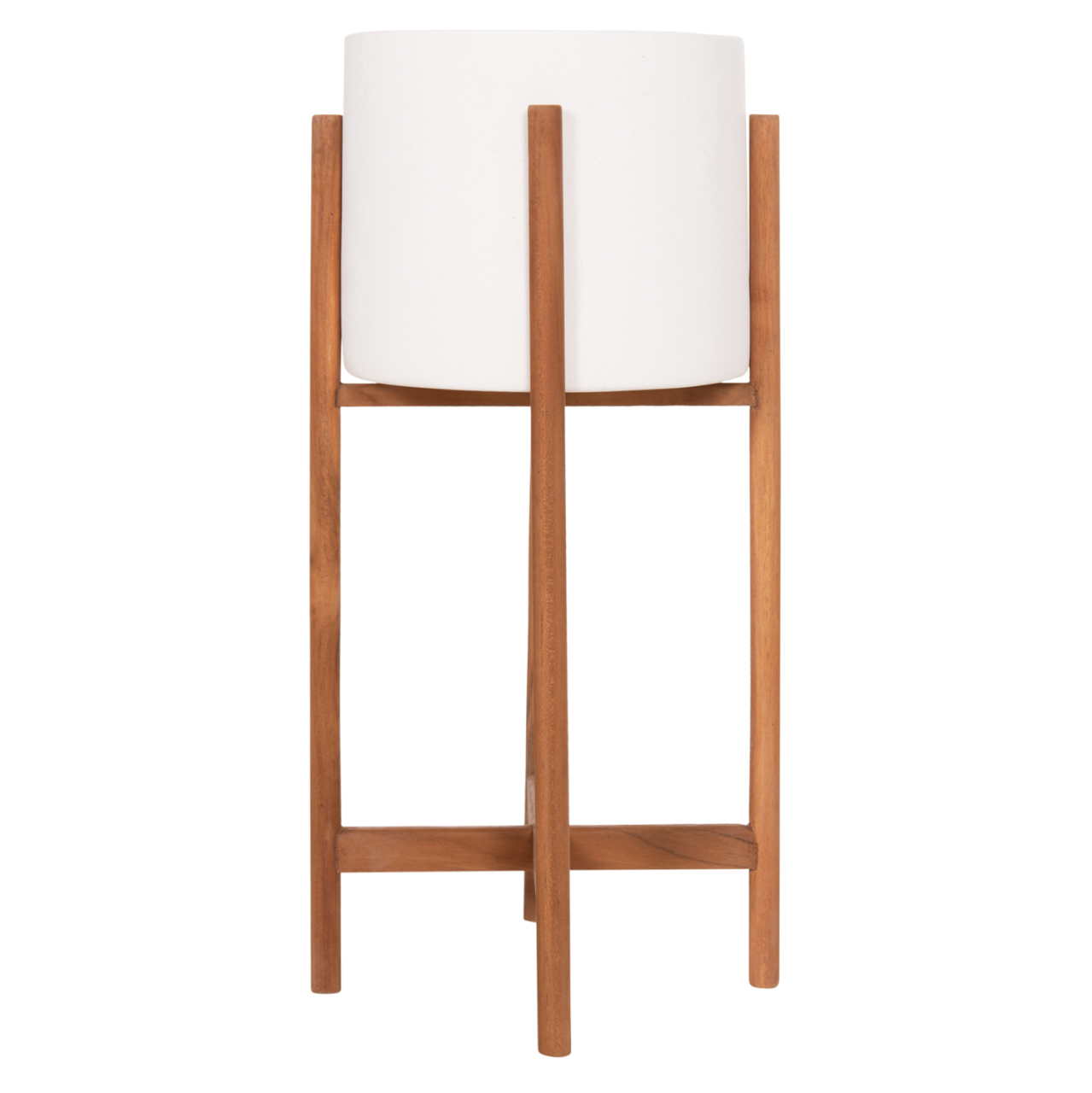 INDOOR POT RENTIL HM4684.02S FIBER CEMENT IN WHITE COLOR--TEAK BASE Φ27x56Hcm [6]