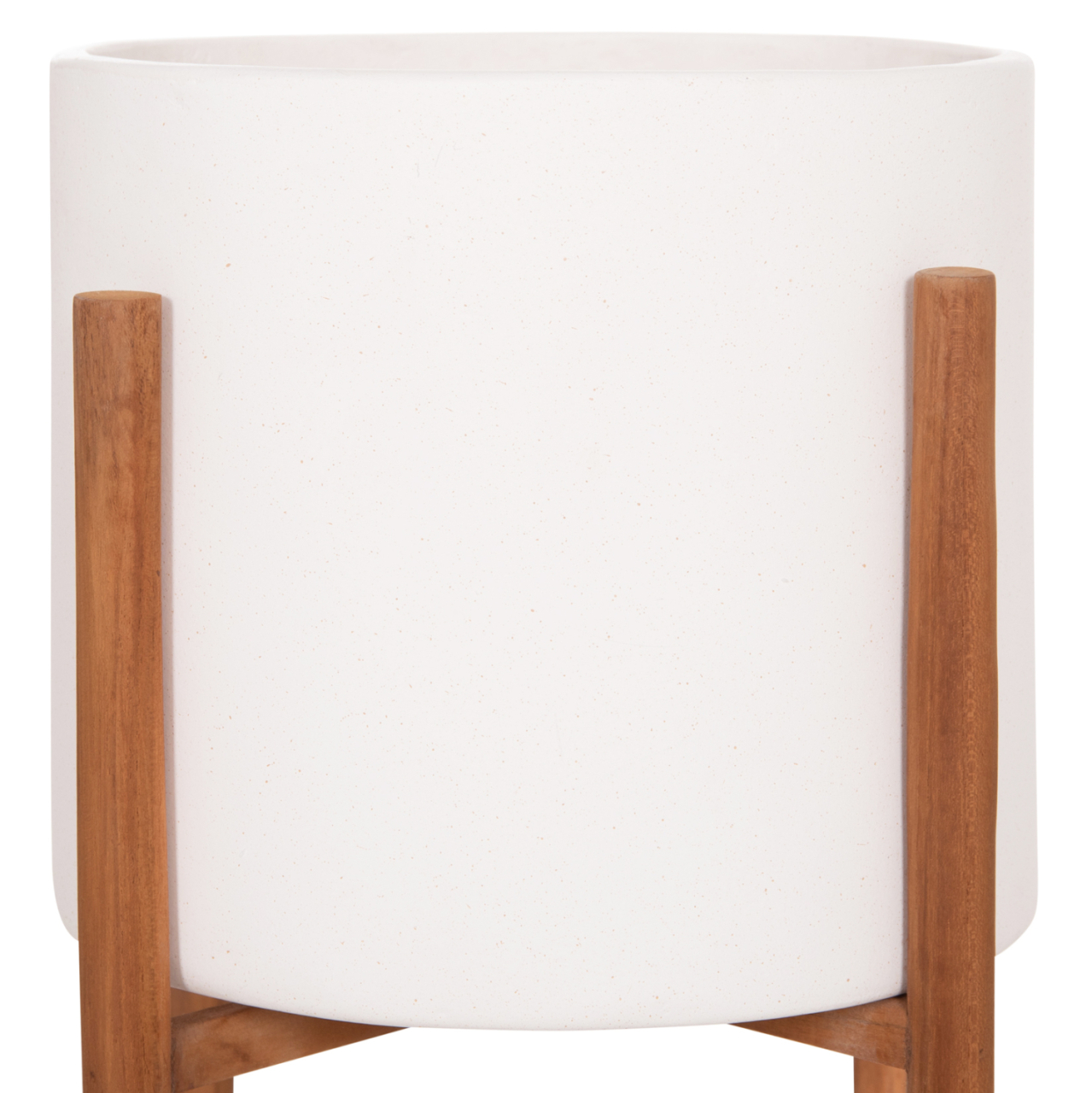 INDOOR POT RENTIL HM4684.02S FIBER CEMENT IN WHITE COLOR--TEAK BASE Φ27x56Hcm [4]