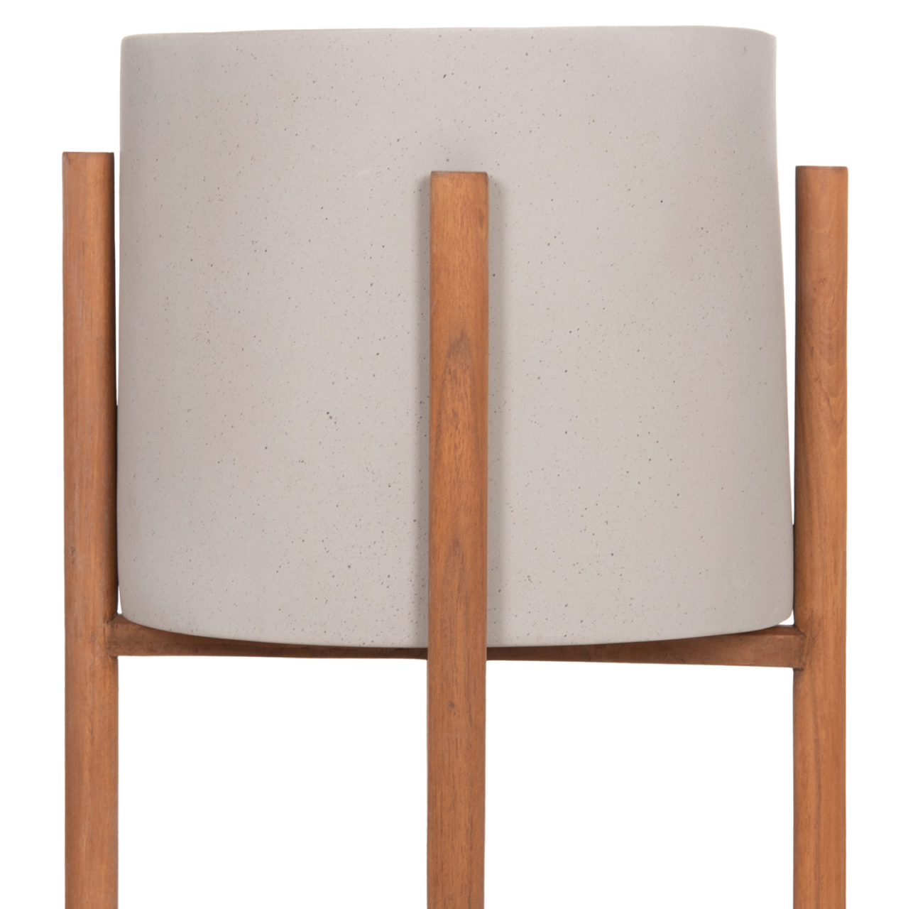 INDOOR POT RENTIL HM4684.03L FIBER CEMENT IN GREY COLOR--TEAK BASE Φ27x66Hcm [10]