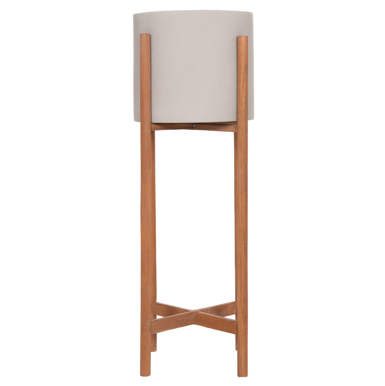 INDOOR POT RENTIL HM4684.03L FIBER CEMENT IN GREY COLOR--TEAK BASE Φ27x66Hcm [3]
