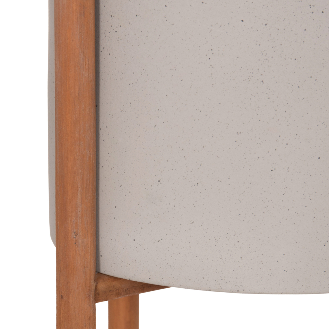 INDOOR POT RENTIL HM4684.03L FIBER CEMENT IN GREY COLOR--TEAK BASE Φ27x66Hcm [9]