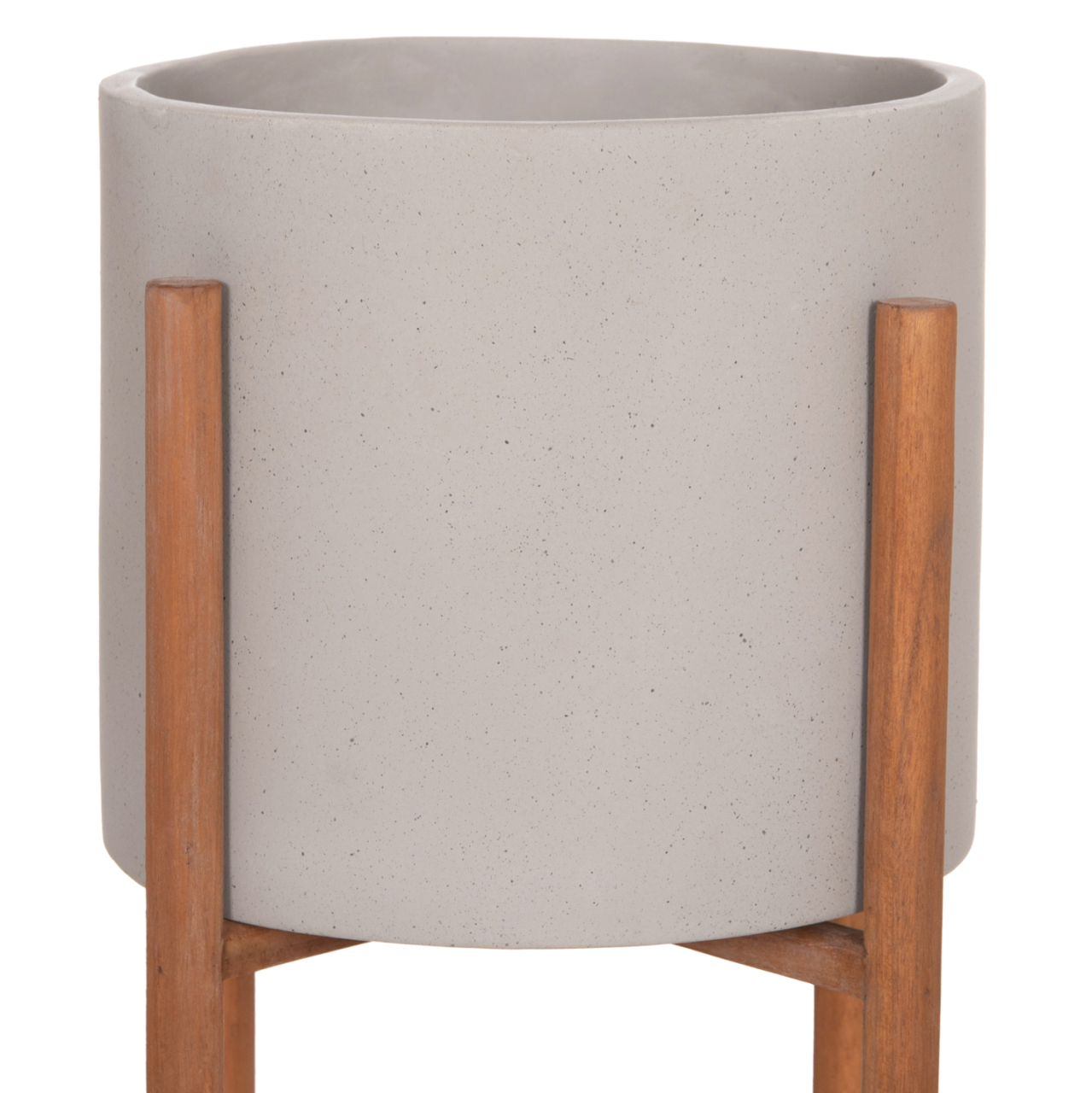 INDOOR POT RENTIL HM4684.03L FIBER CEMENT IN GREY COLOR--TEAK BASE Φ27x66Hcm [4]