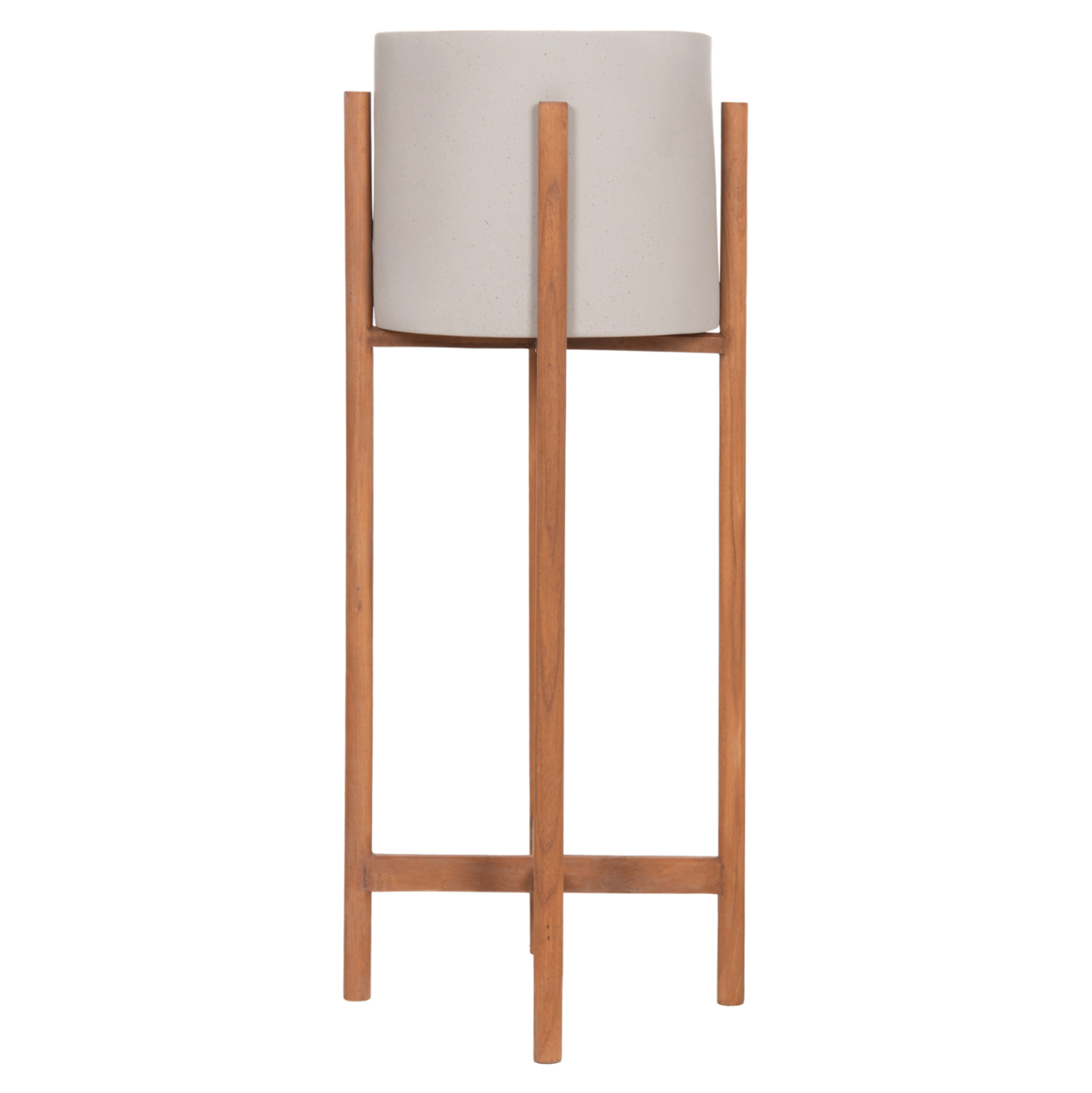INDOOR POT RENTIL HM4684.03L FIBER CEMENT IN GREY COLOR--TEAK BASE Φ27x66Hcm [6]