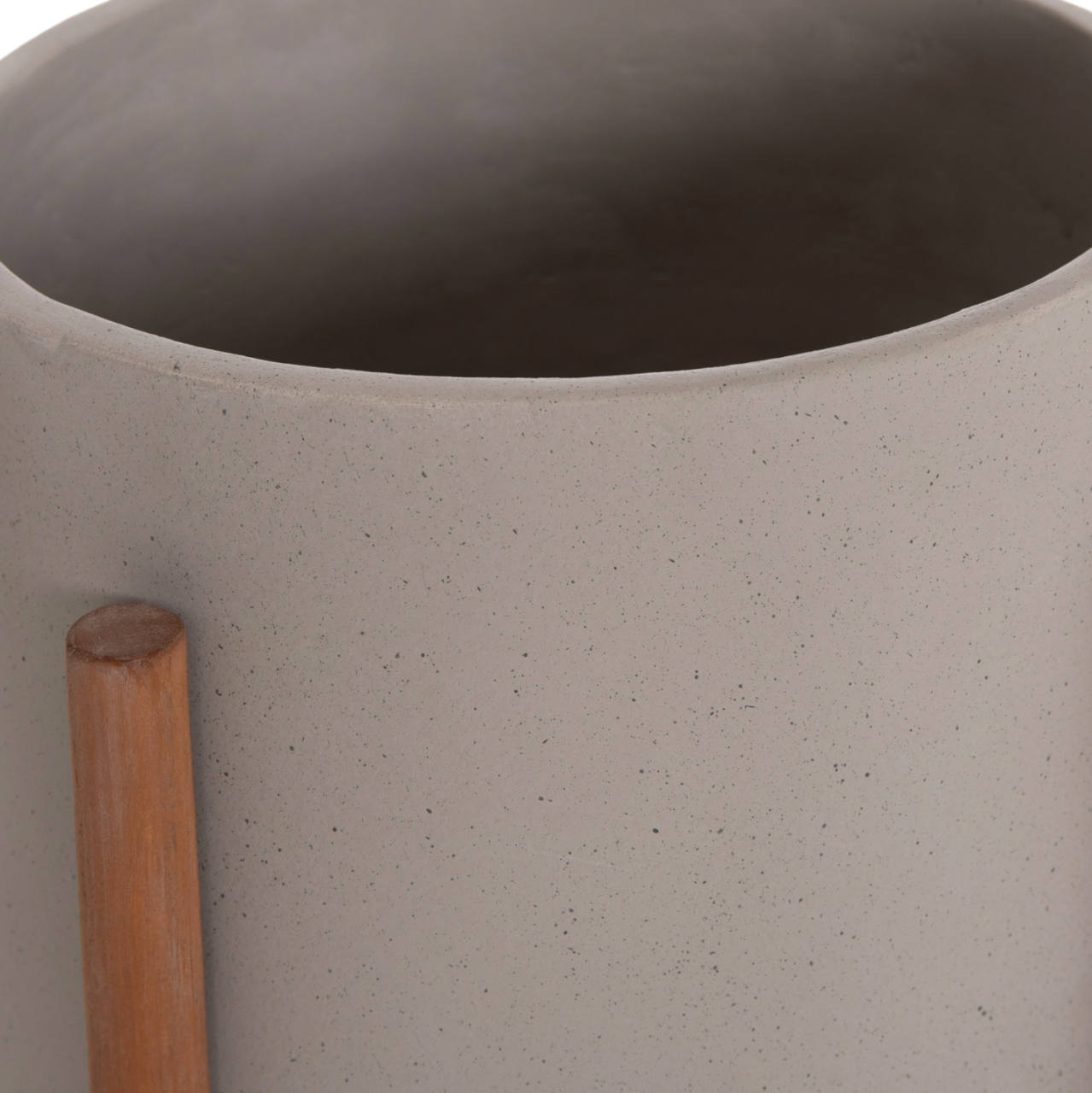 INDOOR POT RENTIL HM4684.03L FIBER CEMENT IN GREY COLOR--TEAK BASE Φ27x66Hcm [8]