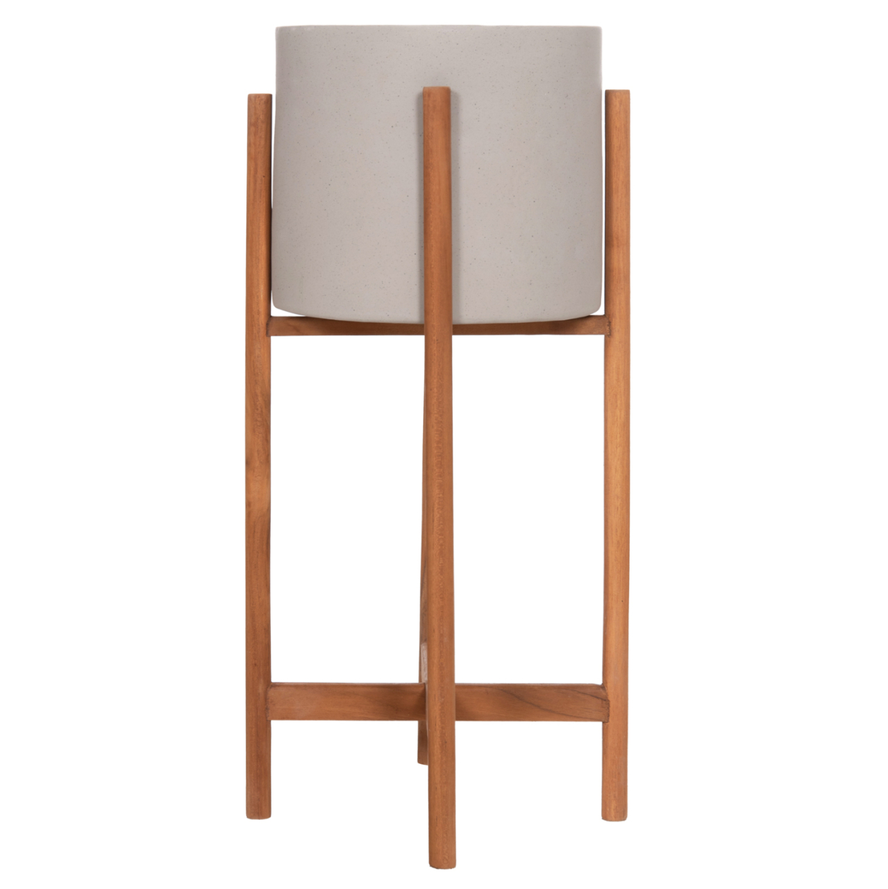 INDOOR POT RENTIL HM4684.03S FIBER CEMENT IN GREY COLOR--TEAK BASE Φ27x56Hcm [6]