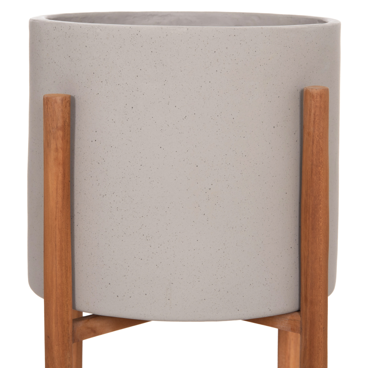 INDOOR POT RENTIL HM4684.03S FIBER CEMENT IN GREY COLOR--TEAK BASE Φ27x56Hcm [4]